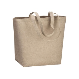 Tote bag en coton recyclé, 120 g/m2 avec intérieur laminé en PP, anses longues et soufflet