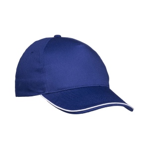 Casquette en coton 5 panneaux, visière sandwich contrasté avec fermeture velcro
