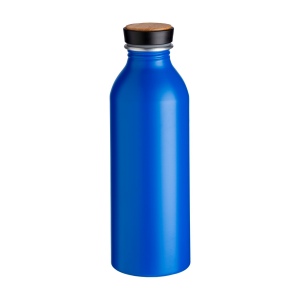 Gourde en aluminium avec bouchon avec insert en bambou, 500 ml