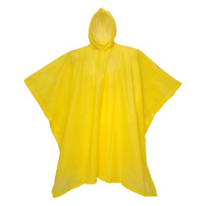 Poncho imperméable en PEVA recyclé. Emballé dans un sac en PET recyclé
