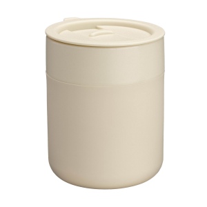 Tasse en céramique siliconée de 300 ml. Bouchon amovible en PP avec ouverture à glissière