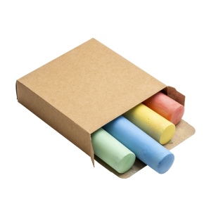 Jeu de 4 craies rondes colorées dans une boîte en carton
