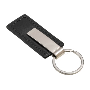 Porte-clés en PU avec plaque métallique chromée