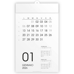 Calendrier mural mensuel 2026, 12 mois, sur carton blanc, thermoscellé