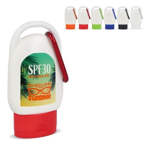 Lotion solaire avec mousqueton SPF30 en matériau recyclé