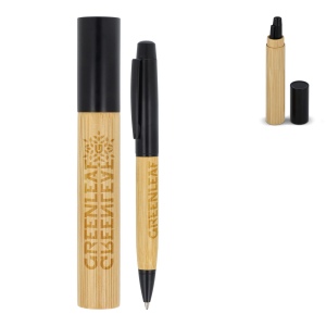 Stylo à bille métallique en bambou dans un tube