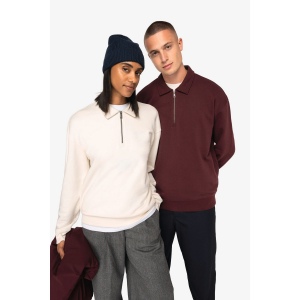 Sweat-shirt écoresponsable quart zip col polo à épaules tombantes unisexe