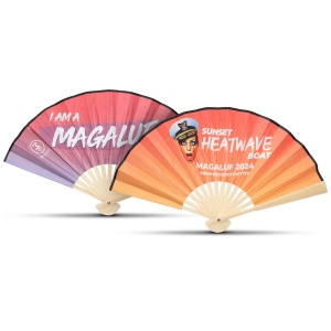 Eventail en bambou et tissu - double face