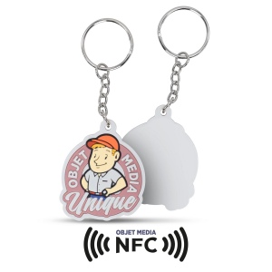 Porte-clés pvc souple 2d avec puce nfc - 30 mm