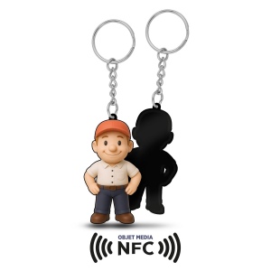 Porte-clés pvc souple 3d avec puce nfc - 30 mm