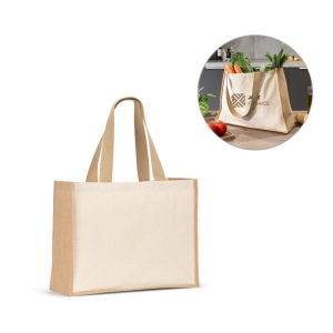 HELSINQUE. Sac en toile (320 g/m²), avec fond et côtés en jute laminé (350 g/m²) dans des tons naturels