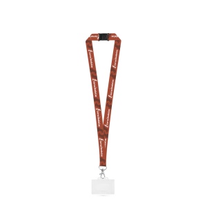 CARLISLE. Lanyard de sublimation en polyester avec mousqueton, fermoir de sécurité et support rigide pour carte