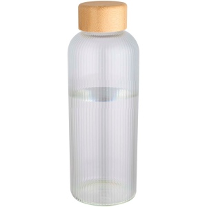 Bouteille en verre borosilicate Mirage simple paroi de 650 ml avec couvercle en bambou
