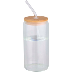 Pot de 500 ml en verre borosilicate Mirage simple paroi avec couvercle en bambou