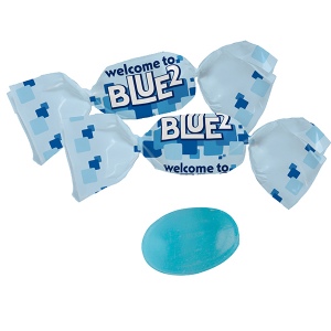 Bonbon bleu en papillote compostable, Maxi oval