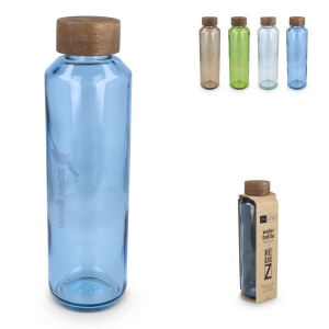 Bouteille d'eau en verre recyclé InSideOut ReuuZ avec bouchon en bois 650 ml