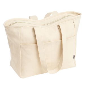 Sac en coton recycle 450 g/m2 avec longues anses et double poche frontale