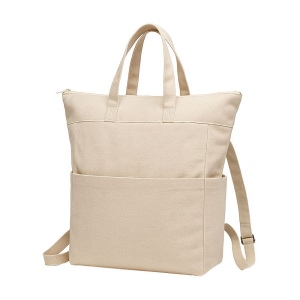 Sac a dos en coton 340 g/m2. Anses courtes et deux poches laterales porte bouteilles