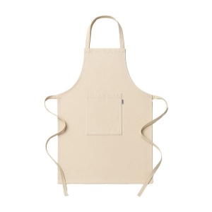 Tablier de cuisine long en coton recyclé (180 g/m2). Poche frontal