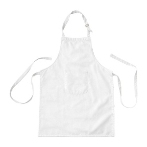 Tablier de cuisine long reglable en coton et polyester. Poche frontale