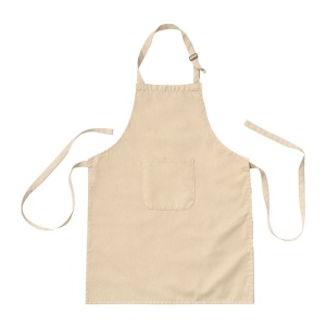 Tablier de cuisine long reglable en coton et polyester. Poche frontale