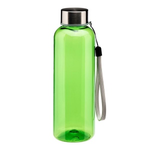 Bouteille transparente en PET recycle 500 ml. Bouchon en plastique avec cordon