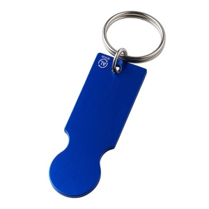 Porte-clés en aluminium recyclé avec jeton pour chariot de courses.