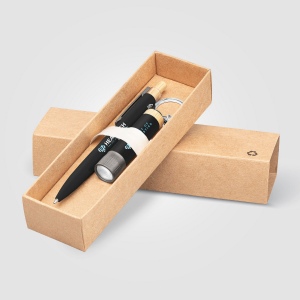 Coffret cadeau Reborn, stylo et lampe torche, aluminium recyclé avec accents en bambou (+Laser)