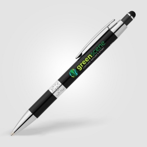 Stylo Adorn en aluminium recyclé avec finition chromée et stylet (+Laser)