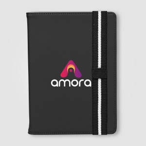 Journal rechargeable Newport en PU recyclé à motif chevron – A5 (+Sérigraphie)