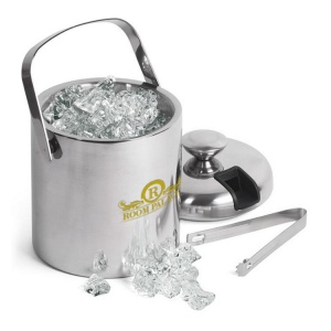 Seau à glace isolé en acier inoxydable et pince (1,25 litre)