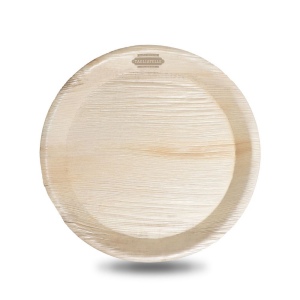 Assiette ronde jetable en feuilles de palmier