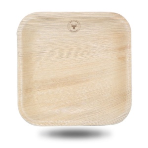Assiette carrée à feuilles de palmier (23cm)