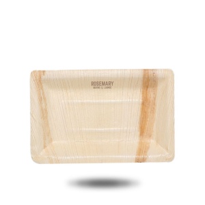 Assiette carrée moyenne à feuilles de palmier
