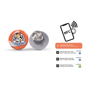 Pin's base fer impression quadri avec puce nfc