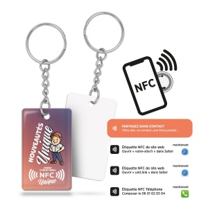 Porte-clés pvc rigide avec puce nfc