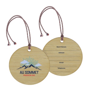 Etiquette bagage bambou rond (+Quadri numérique QV12)