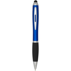 Stylo bille à stylet en plastique recyclé RCS avec corps coloré et grip noir (encre bleue) Nash