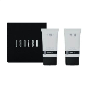 Paquet-boîte aux lettres avec deux produits de soin au parfum Black 22. Contenu :