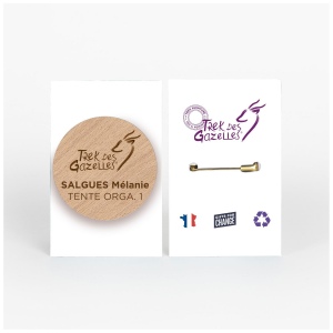 Badge Tourond broche taille L gravé avec carte