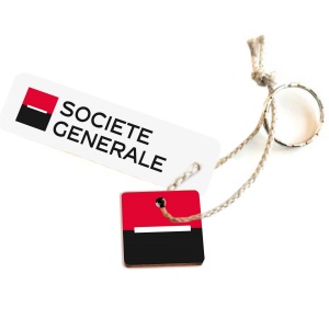 Porte-clés Sésame carré imprimé avec anneau, lien et carte