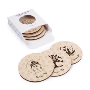 Lot de 6 sous-verres Kupof ronds gravés