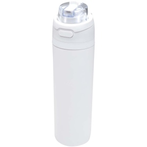 Bouteille d'eau Theron 800 ml en acier inoxydable à simple paroi recyclé RCS, avec bouchon à double fonction et paille rabatt