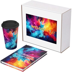Coffret cadeau Keswick en matériaux recyclés – Carnet Novella Brontë et gobelet Americano