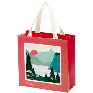 Sac en papier Smartfold 210 g/m² avec anses en ruban et pelliculage brillant - 24 x 10 x 24 cm