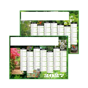 JARDINS 2027 - MINI 270 X 208 MM - LEGER - 1 TROU EN TETE - MARQUAGE QUADRI R/V DIFFÉRENTS