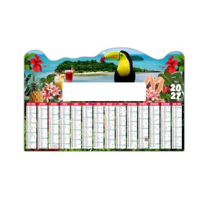 TROPICAL 2027 - MAXI 650 X 405 MM - LEGER - NON DECOUPE - DOS BLANC - 1 TROU EN TETE - MARQUAGE QUADRI RECTO SEUL