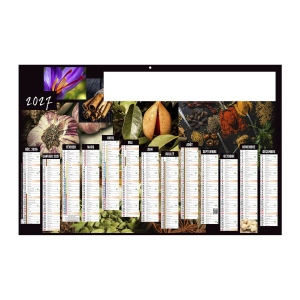 CONDIMENTS 2027 - MEDIUM 430 X 335 MM - LEGER - DOS BLANC - 1 TROU EN TETE - MARQUAGE QUADRI RECTO SEUL