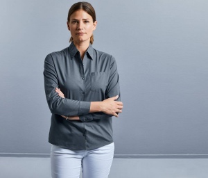 Ladies' long sleeve classic polycotton poplin shirt