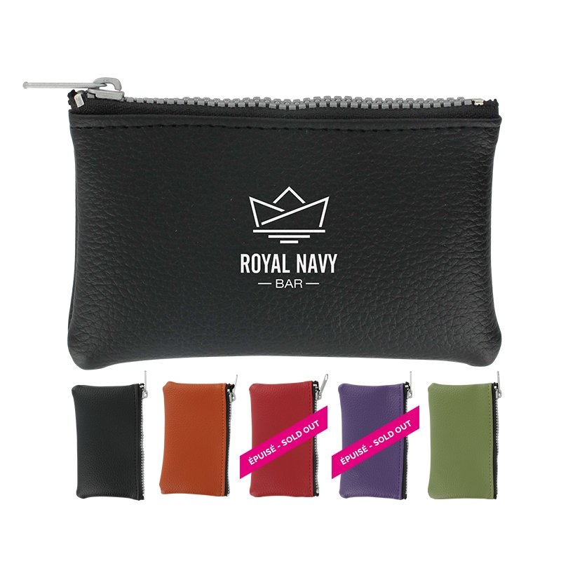 PORTE MONNAIE A FERMETURE ZIP PLASTIQUE EN SIMILI CUIR